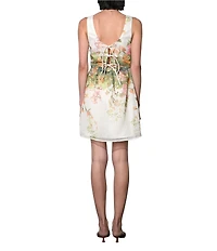 Adelyn Rae Isla Floral Print Woven Scoop Neck Sleeveless Fit & Flare Mini Dress