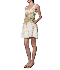 Adelyn Rae Isla Floral Print Woven Scoop Neck Sleeveless Fit & Flare Mini Dress