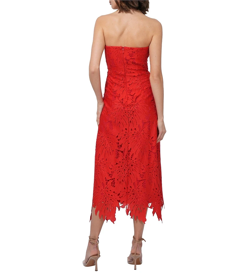 Adelyn Rae Jessika 3D Lace Strapless Neck Sleeveless Sheath Midi Dress