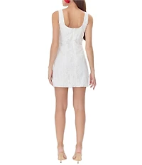 Adelyn Rae Julia 3D Lace Square Neck Sleeveless Sheath Mini Dress