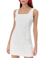 Adelyn Rae Julia 3D Lace Square Neck Sleeveless Sheath Mini Dress