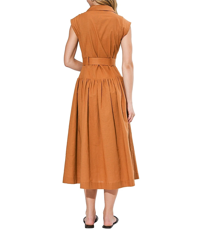 Adelyn Rae Kennedy V Neck Midi Shirt Dress