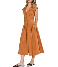 Adelyn Rae Kennedy V Neck Midi Shirt Dress