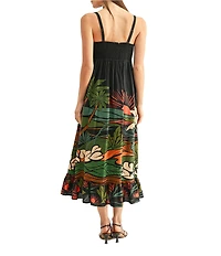 Adelyn Rae Leah Ruffled Printed Sleeveless Midi Dress