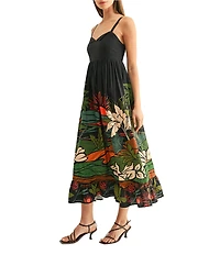 Adelyn Rae Leah Ruffled Printed Sleeveless Midi Dress