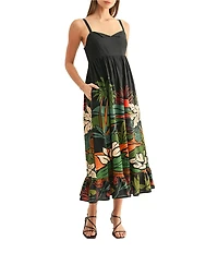 Adelyn Rae Leah Ruffled Printed Sleeveless Midi Dress