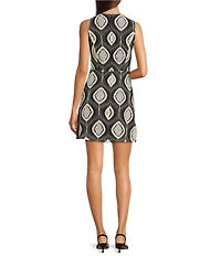Adelyn Rae Naisha Crochet Embroidered V-Neck Sleeveless Sheath Mini Dress