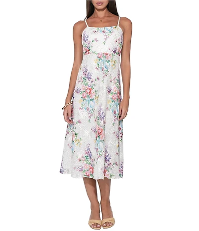 Adelyn Rae Natalia Embroidered Crochet Braided Midi Dress