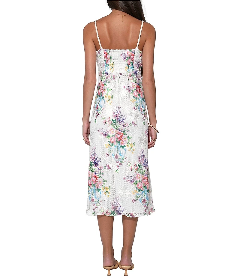 Adelyn Rae Natalia Embroidered Crochet Braided Midi Dress