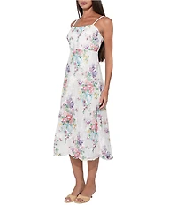 Adelyn Rae Natalia Embroidered Crochet Braided Midi Dress