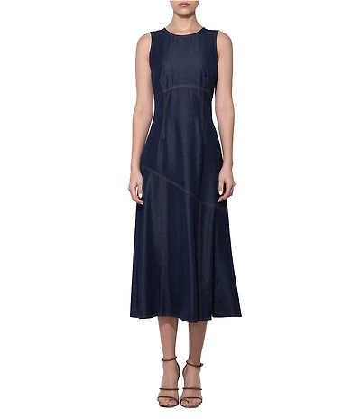 Adelyn Rae Natasha Denim Sleeveless Midi Dress