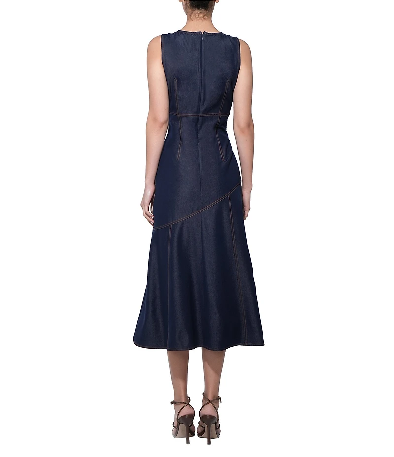 Adelyn Rae Natasha Denim Sleeveless Midi Dress