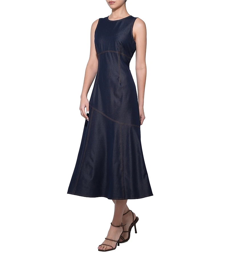 Adelyn Rae Natasha Denim Sleeveless Midi Dress