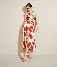 Adelyn Rae Rosalyn Woven Abstract Rose Print V Neck Sleeveless A-Line Maxi Dress