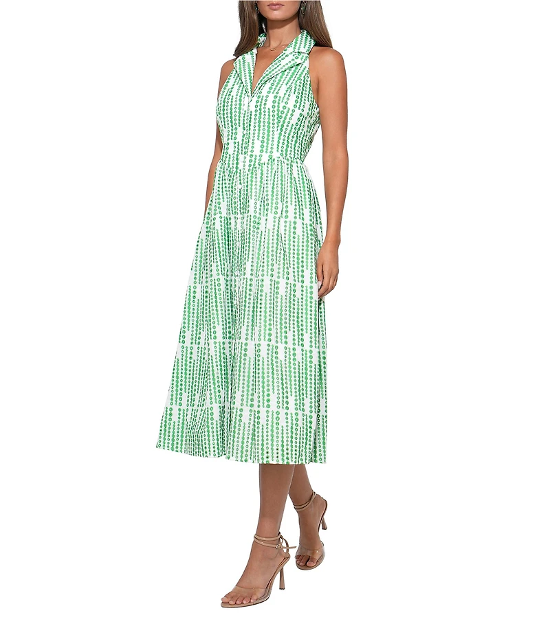 Adelyn Rae Ruby Halter Embroidered Midi Dress