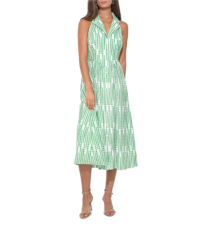 Adelyn Rae Ruby Halter Embroidered Midi Dress