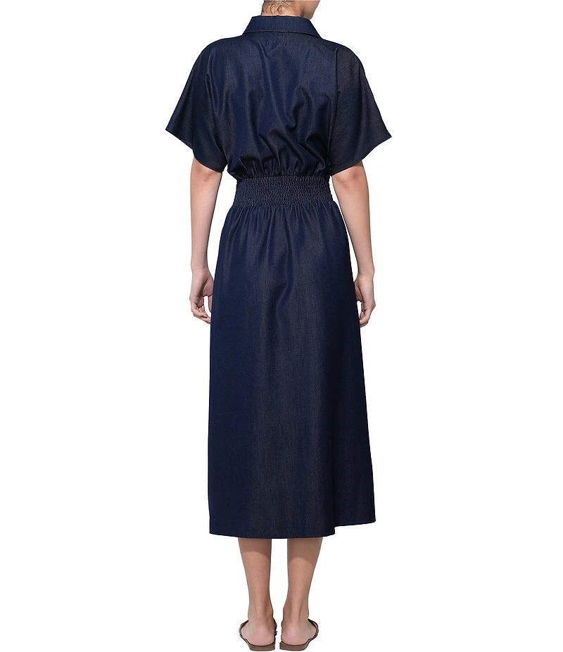 Adelyn Rae Short Sleeve Denim Midi Shirt Dress