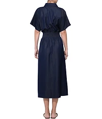Adelyn Rae Short Sleeve Denim Midi Shirt Dress