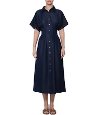 Adelyn Rae Short Sleeve Denim Midi Shirt Dress