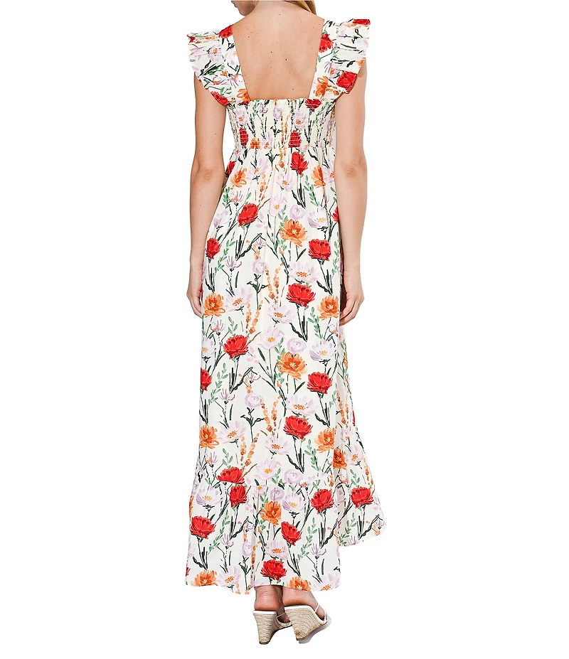 Adelyn Rae Sleeveless Floral Print Hi-Low Midi Dress