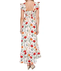 Adelyn Rae Sleeveless Floral Print Hi-Low Midi Dress