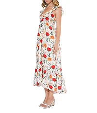 Adelyn Rae Sleeveless Floral Print Hi-Low Midi Dress