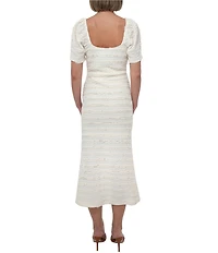 Adelyn Rae Stretch Texture Knit Scoop Neck Short Sleeve Midi Dress