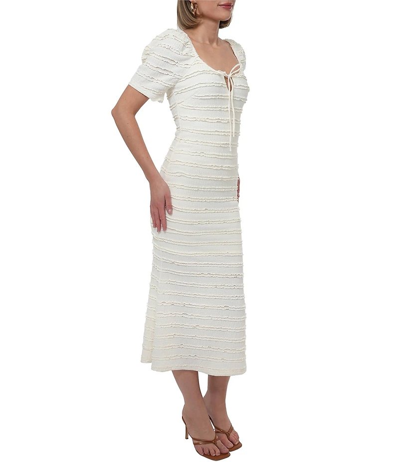 Adelyn Rae Stretch Texture Knit Scoop Neck Short Sleeve Midi Dress