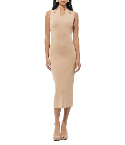 Adelyn Rae Sweater Neck Cut Out Sleeveless Bodycon Midi Dress