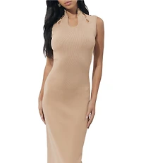 Adelyn Rae Sweater Neck Cut Out Sleeveless Bodycon Midi Dress