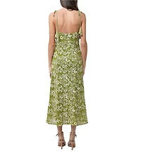 Adelyn Rae Trina Soutache Floral V Neck Sleeveless Slip Midi Dress