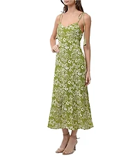 Adelyn Rae Trina Soutache Floral V Neck Sleeveless Slip Midi Dress