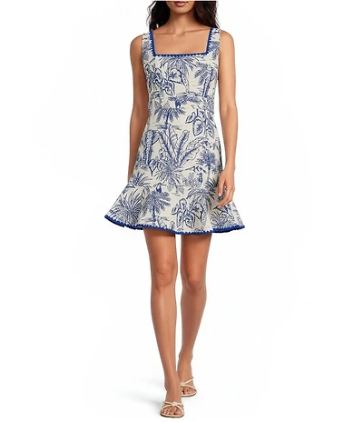 Adelyn Rae Ximena Square Neck Sleeveless Jacquard Fit & Flare Dress