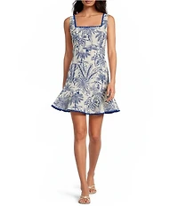 Adelyn Rae Ximena Square Neck Sleeveless Jacquard Fit & Flare Dress