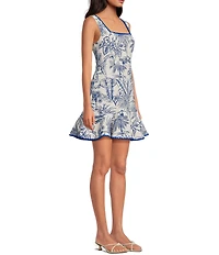 Adelyn Rae Ximena Square Neck Sleeveless Jacquard Fit & Flare Dress