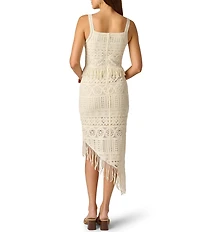 Adrianna by Adrianna Papell Asymmetric Sweater Knit Fringe Dress