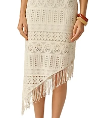 Adrianna by Adrianna Papell Asymmetric Sweater Knit Fringe Dress