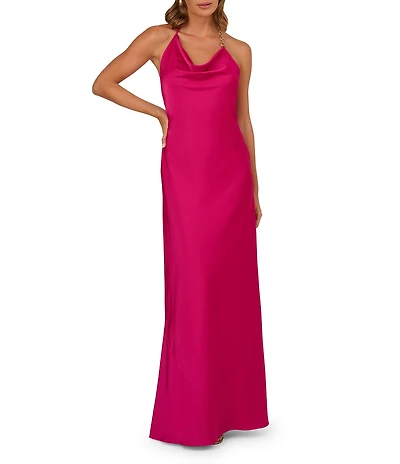Adrianna by Adrianna Papell Cowl Neck Sleeveless Stretch Satin Gown
