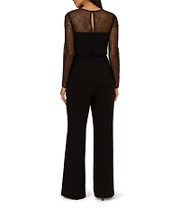 Adrianna by Adrianna Papell Crepe Knit Wide Leg Sequin Panel Jumpsuit