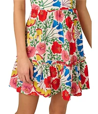 Adrianna by Adrianna Papell Floral Print Square Neck Sleeveless A-Line Mini Dress