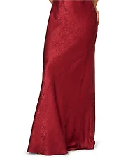 Adrianna by Adrianna Papell Foiled Chiffon Cowl Neck Pearl Strap Slip Gown
