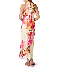 Adrianna by Adrianna Papell Halter Neck Floral Printed Maxi Dress