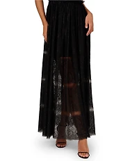 Adrianna by Adrianna Papell Lace Knit Halter Neck Sleeveless Mesh Tiered A-Line Dress