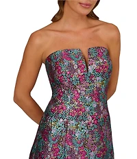 Adrianna by Adrianna Papell Metallic Strapless Abstract Jacquard Fit & Flare Mini Dress
