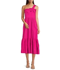 Adrianna by Adrianna Papell One Shoulder Sleeveless 3D Flower Tiered Midi Dress