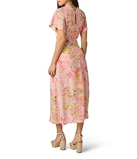 Adrianna by Adrianna Papell Printed Satin Dress With Lace Trim