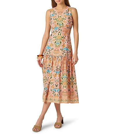 Adrianna by Adrianna Papell Sleeveless Printed Maxi Dress With Petal Trim