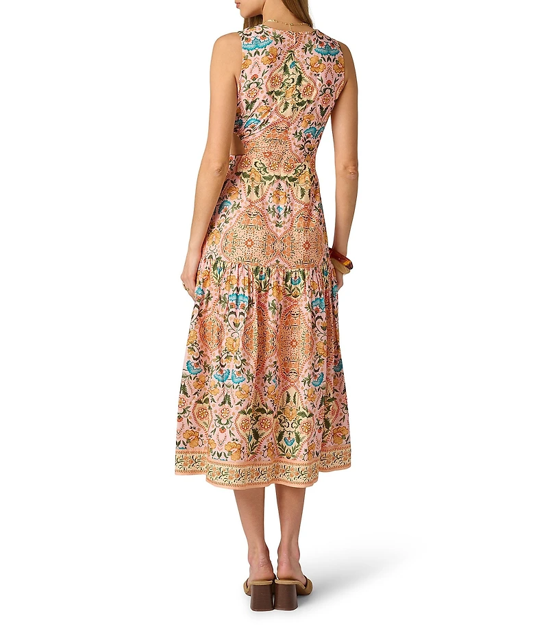 Adrianna by Adrianna Papell Sleeveless Printed Maxi Dress With Petal Trim