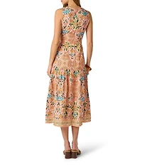 Adrianna by Adrianna Papell Sleeveless Printed Maxi Dress With Petal Trim
