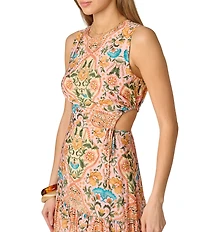 Adrianna by Adrianna Papell Sleeveless Printed Maxi Dress With Petal Trim